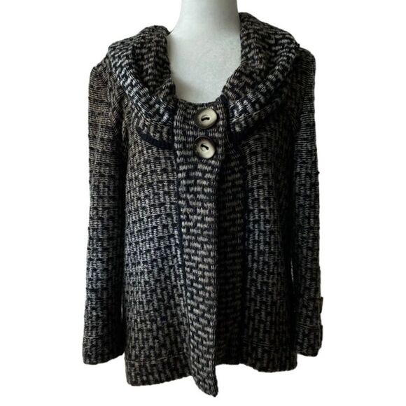AVA Sweater Mohair Blend Chunky Large Collar Cardigan SZ S - Picture 1 of 15